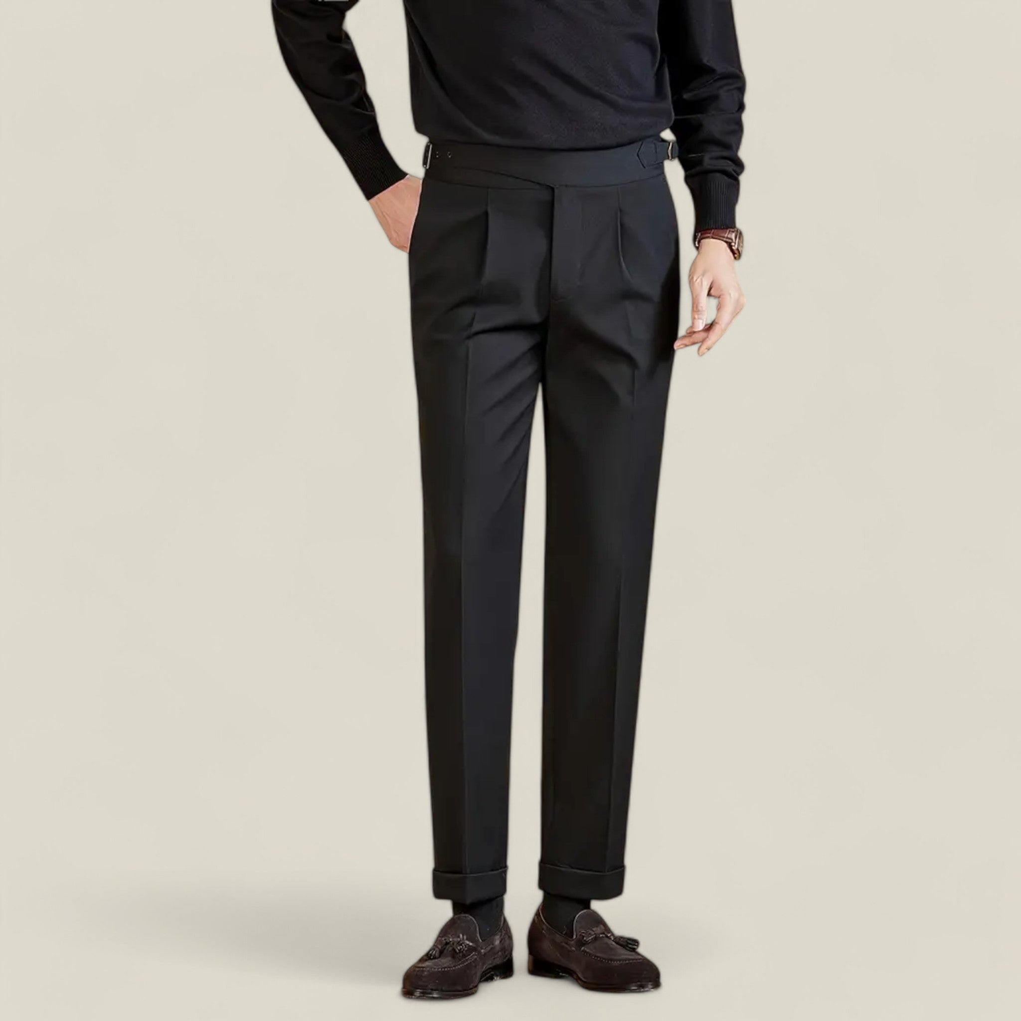 Luca - Klassieke rechte broek met dubbele knoop en verfijnd getailleerd ontwerp