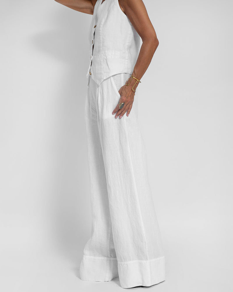 Lena - Elegante 2-delige set met wijde broek & Button-Down vest