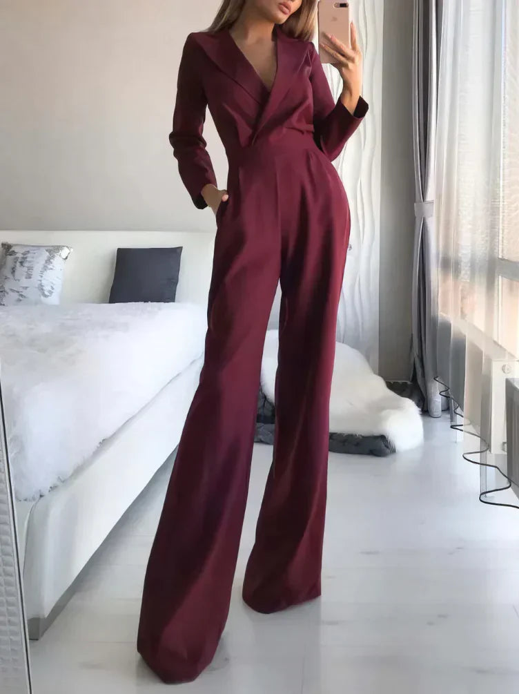 Riley - Chic getailleerde jumpsuit met wijde broekspijpen