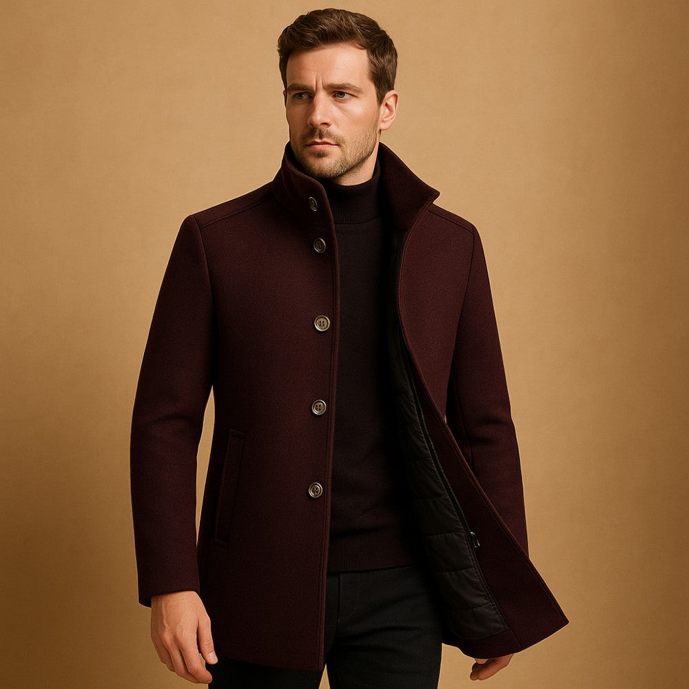 Benjamin – Enkelsluitende Trenchcoat met Lange Mouwen en Opstaande Kraag
