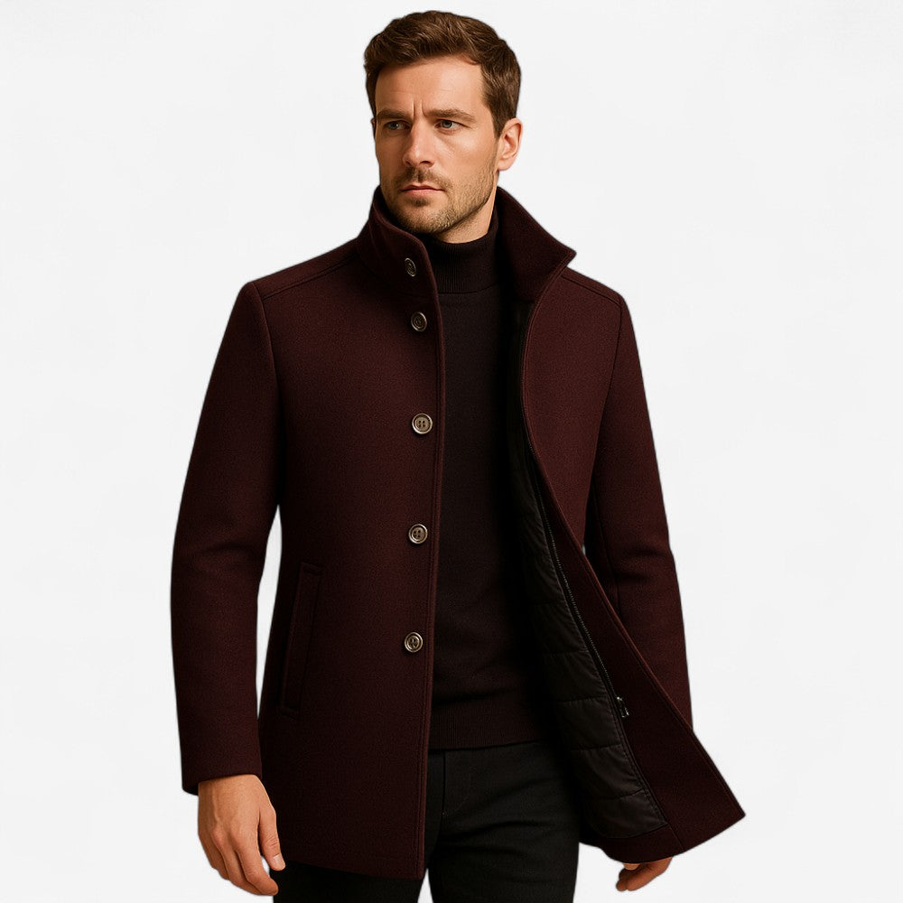 Benjamin – Enkelsluitende Trenchcoat met Lange Mouwen en Opstaande Kraag
