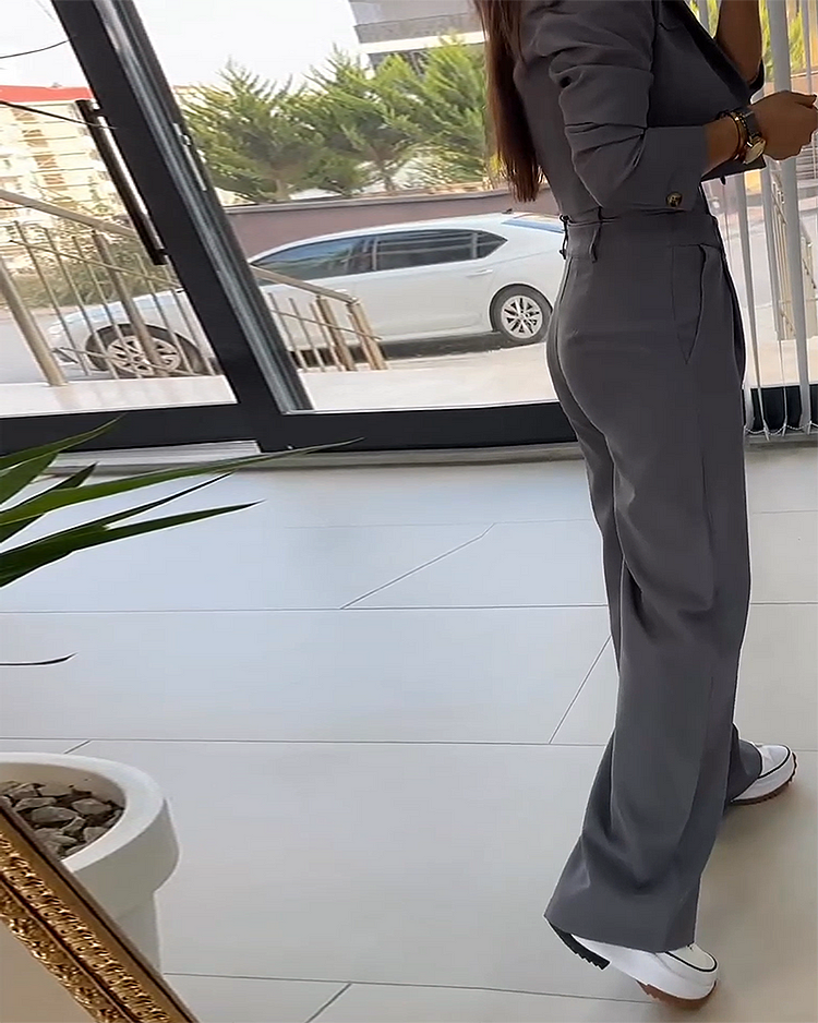 Chena - Elegante 2-delige blazer & broek set met wijde lengte