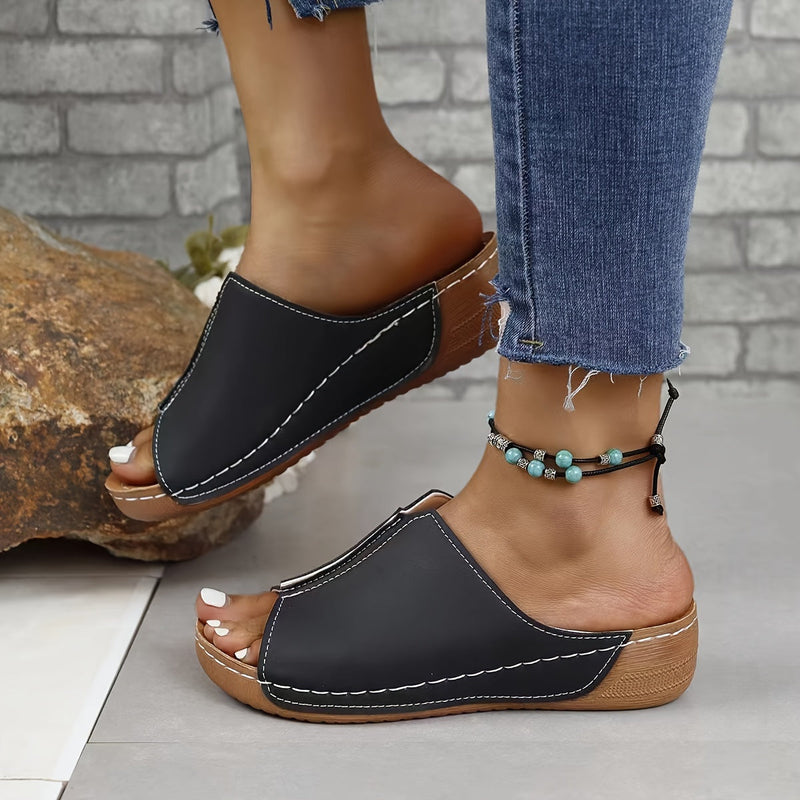 Lina – Minimalistische open teen glijbaan sandalen met lichtgewicht zool en relaxte pasvorm