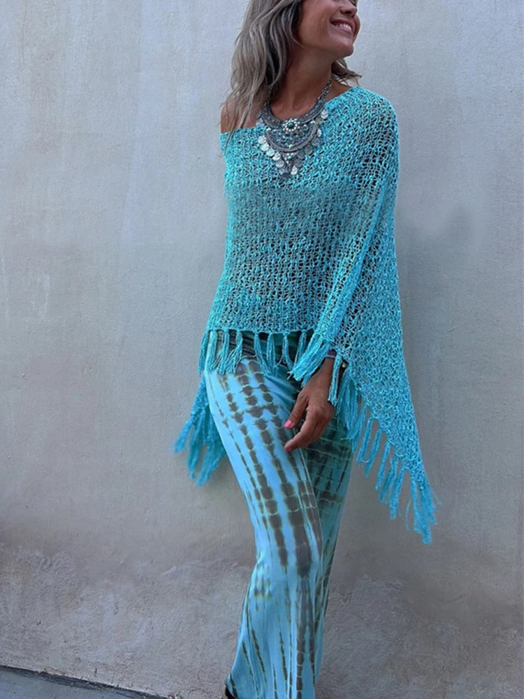 Nora – Enkellange maxi-rok met tie-dye print en brede tailleband