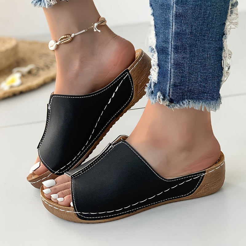 Lina – Minimalistische open teen glijbaan sandalen met lichtgewicht zool en relaxte pasvorm