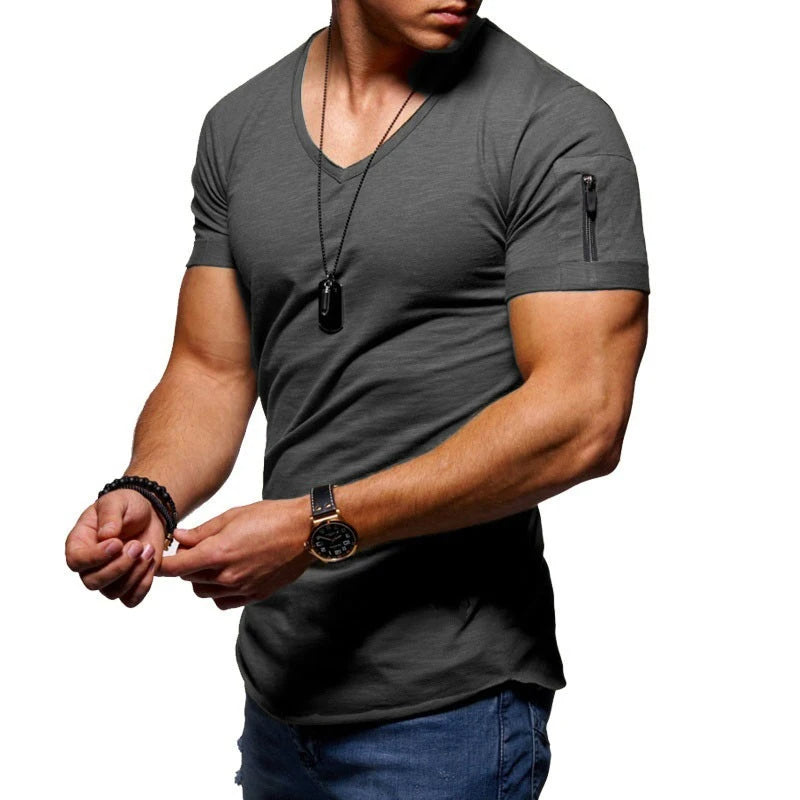 Harrie - Basic V-hals shirt met halve mouwen