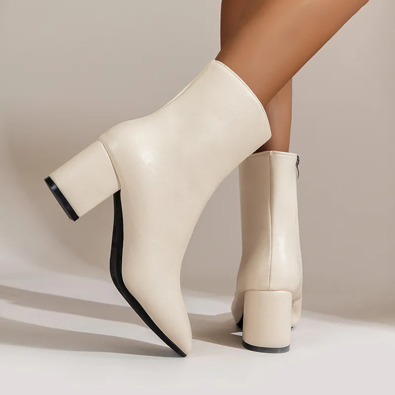 Sonia - Elegante Enkellaarsjes met Chunky Heel en Rits in Maat