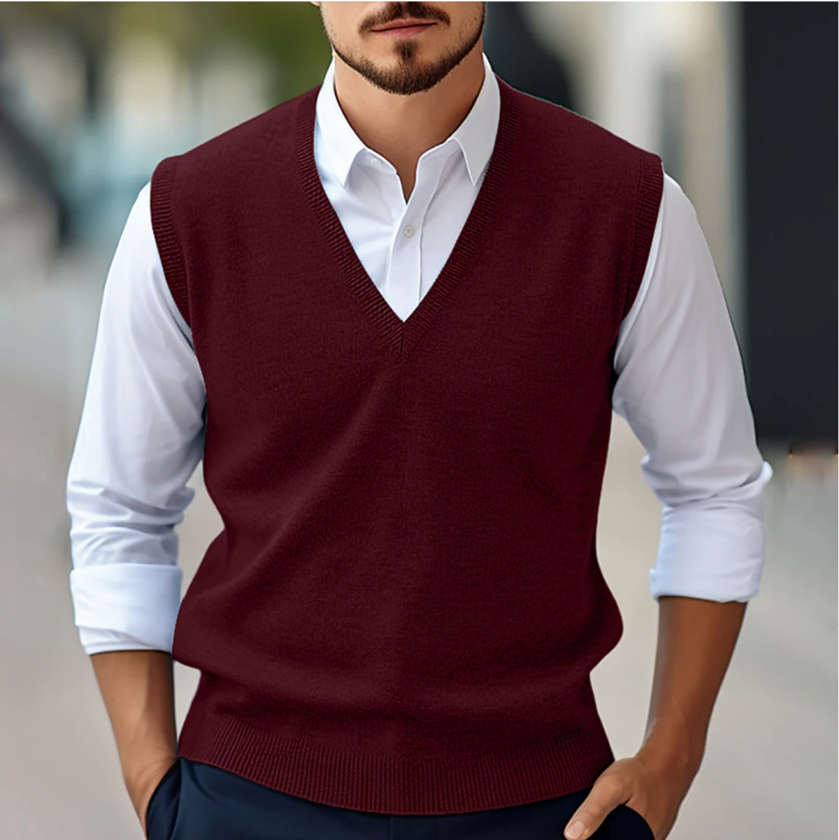 Jake - Minimalistisch gebreid vest zonder mouwen