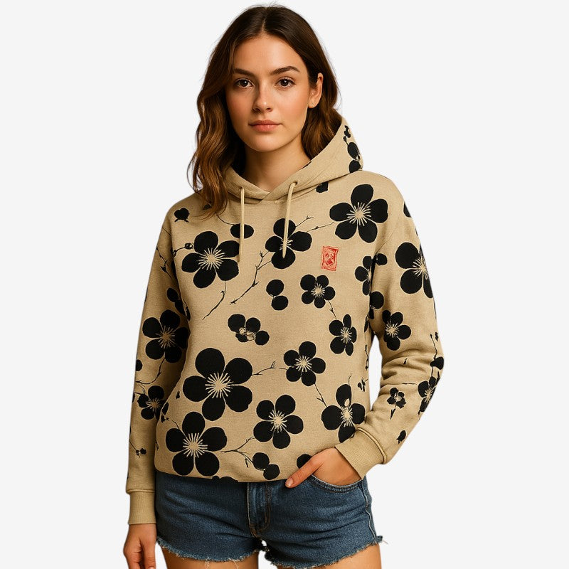 Eleanor - Lange Mouw Hoodie met Bloemenprint en Verstelbare Kap