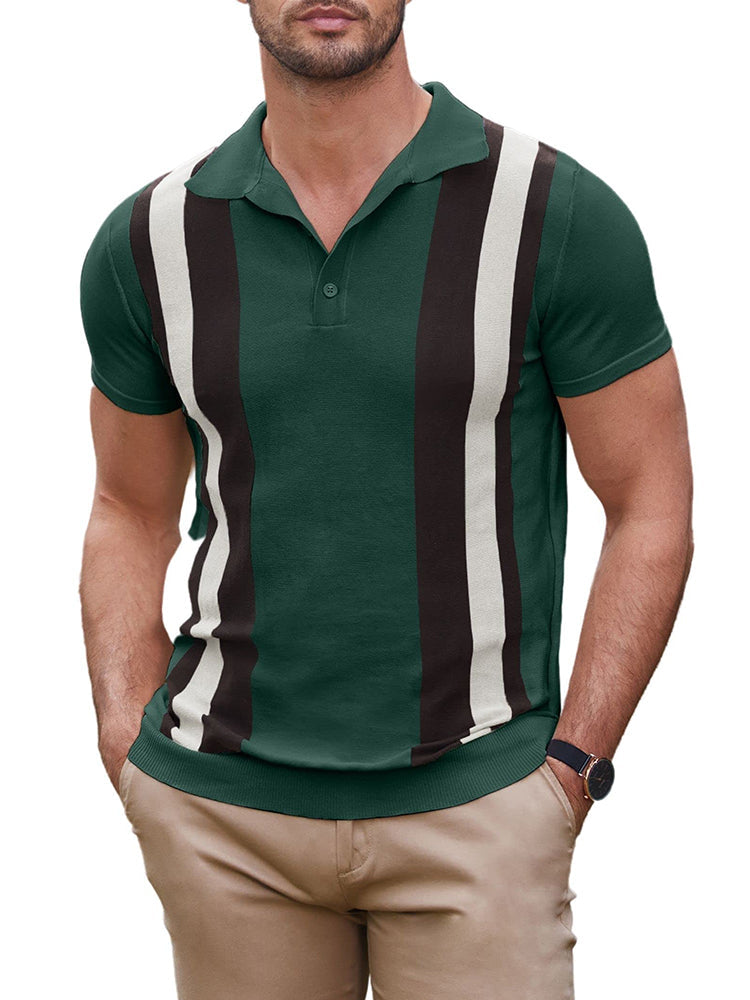 Orion - Gestreept poloshirt met korte mouwen en knoopsluiting