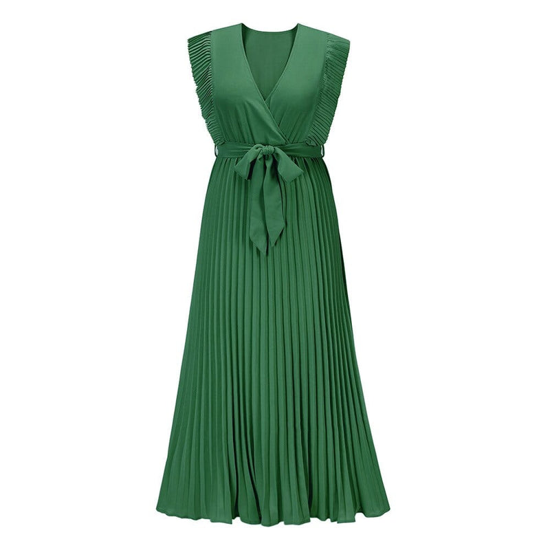 Valina - Elegante Boheemse jurk met diepe V-hals en tailleband