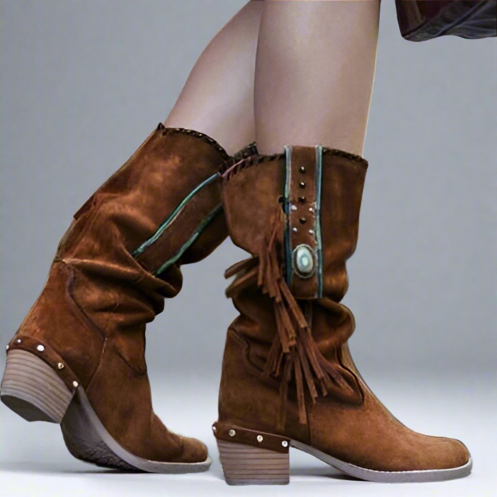 Sandra - Stijlvolle halfhoge laarzen met dikke hak en antislip grip