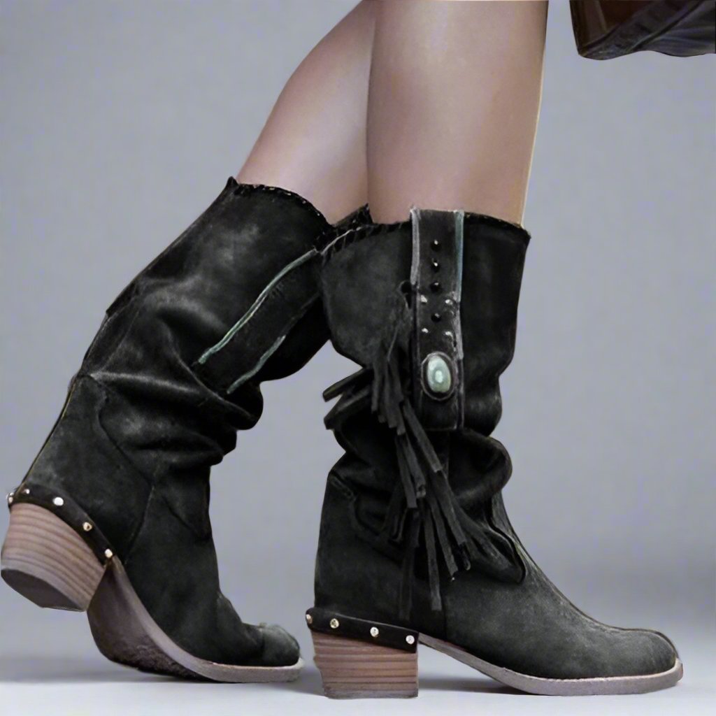 Sandra - Stijlvolle halfhoge laarzen met dikke hak en antislip grip