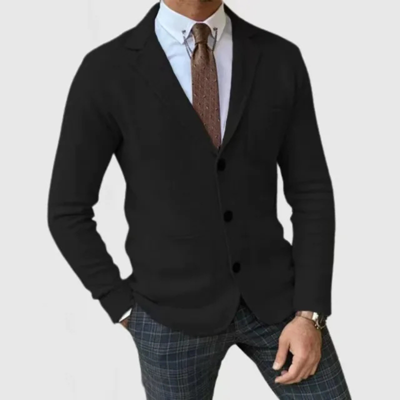 Richard - Slim fit cardigan met knoopsluiting en reverskraag