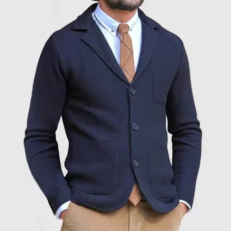 Richard - Slim fit cardigan met knoopsluiting en reverskraag