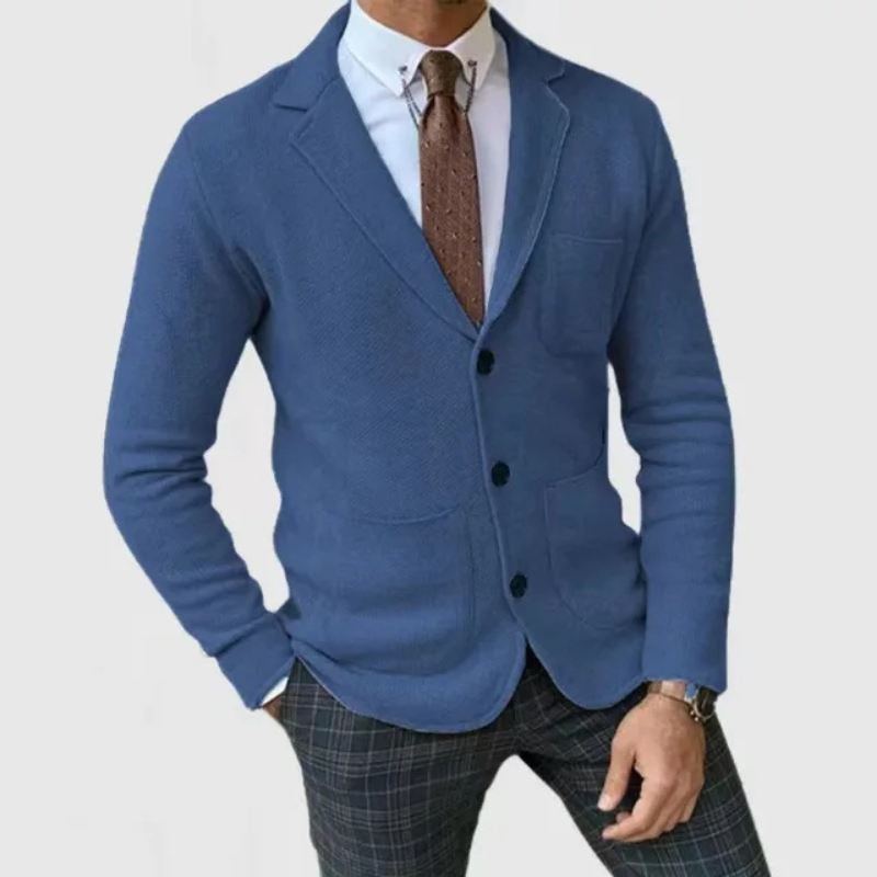 Richard - Slim fit cardigan met knoopsluiting en reverskraag