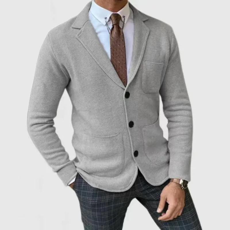 Richard - Slim fit cardigan met knoopsluiting en reverskraag