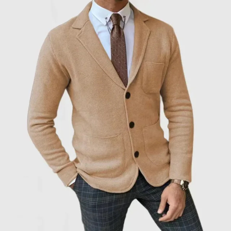 Richard - Slim fit cardigan met knoopsluiting en reverskraag