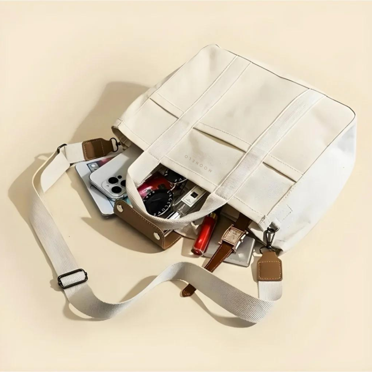 Mila – Sac fourre-tout classique avec plusieurs compartiments et bandoulière réglable