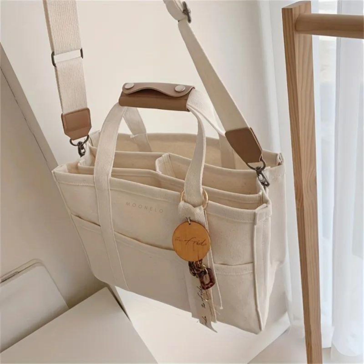 Mila – Sac fourre-tout classique avec plusieurs compartiments et bandoulière réglable
