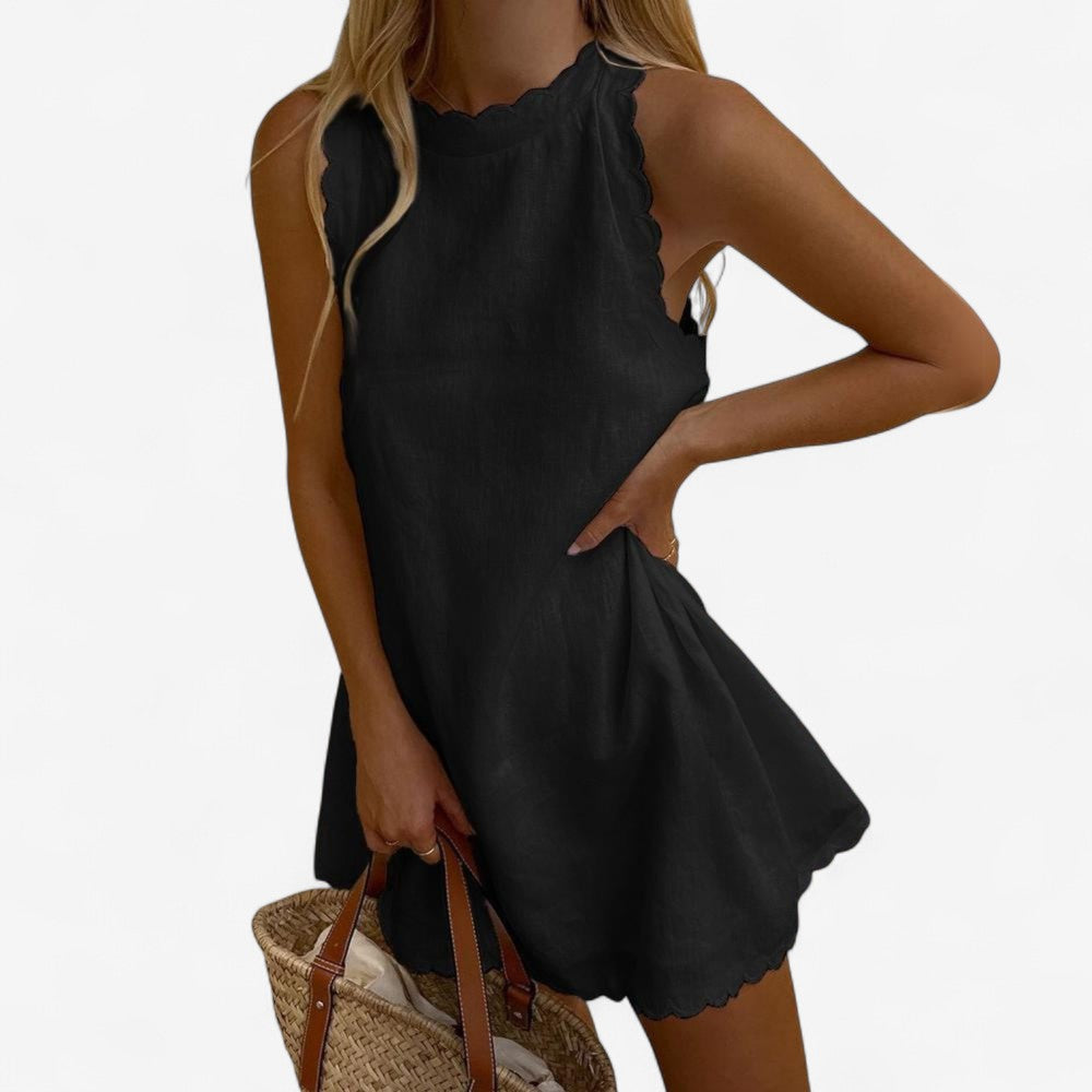 Veerle - Mouwloze Mini Jurk met Ronde Hals