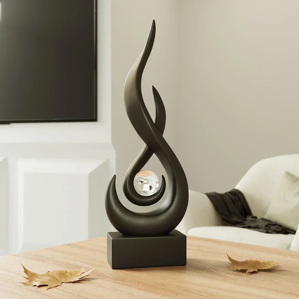ArteFlare - Abstract vlamsculptuur met open centrum en glad gebogen lichaam