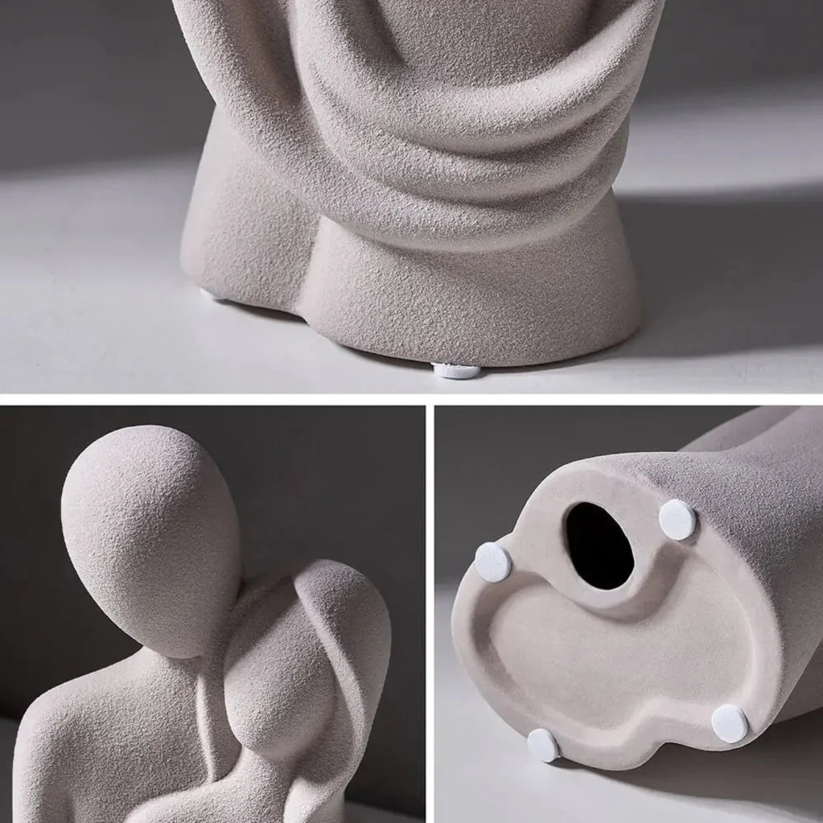 SoulNest - Abstract paarsculptuur met verbonden gebogen lichamen en langwerpige vormen