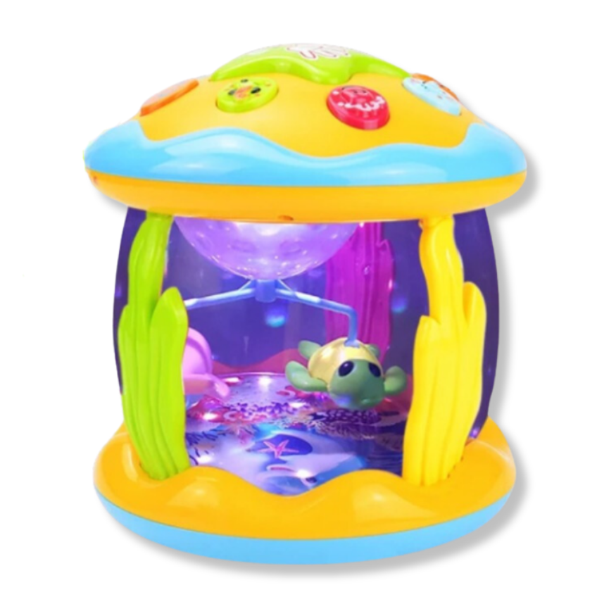 TummyGlow - Draaiend babyspeeltje met oceaanthema koepelprojector en oppervlaktebedieningsknoppen