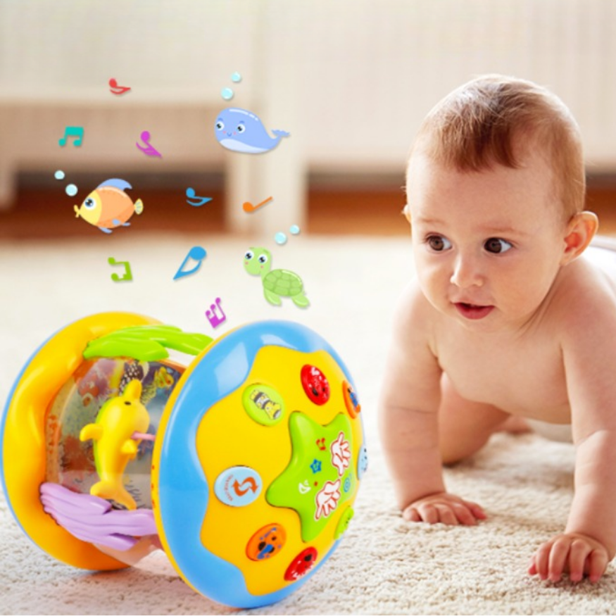 TummyGlow - Draaiend babyspeeltje met oceaanthema koepelprojector en oppervlaktebedieningsknoppen