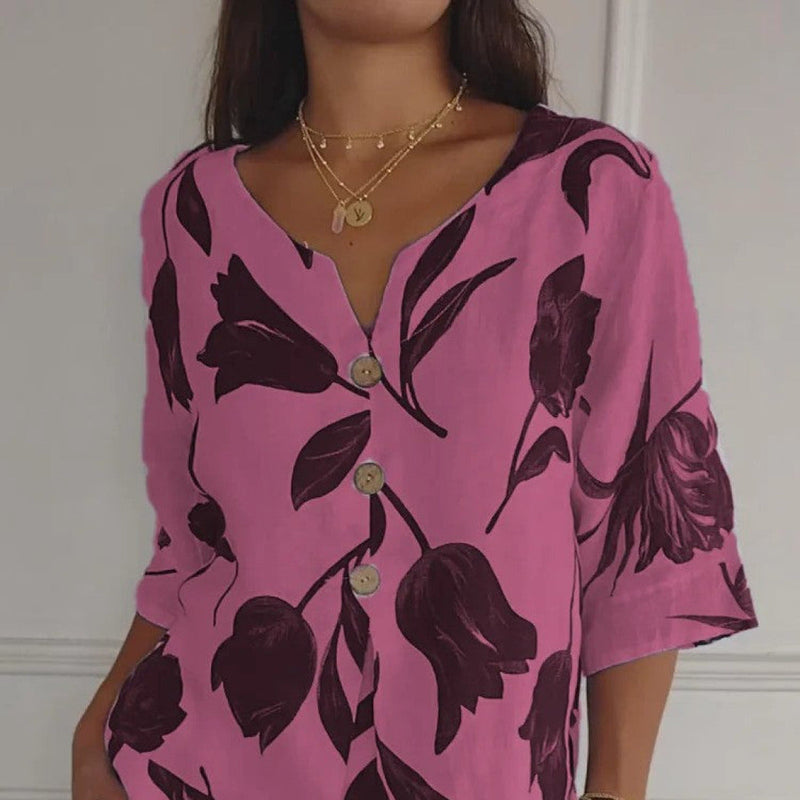 Variant image for Margit - Elegant Luchtig Dames Zomer Shirt met V-hals-13