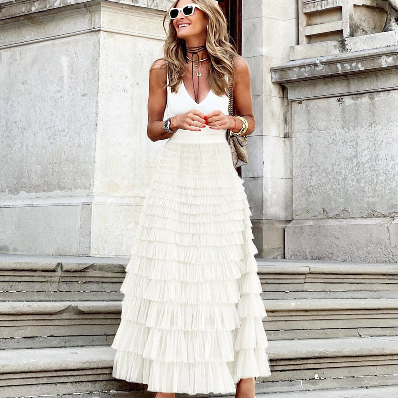 Thérèse - Tijdloze Geplooide Midi Rok met Comfortabele Pasvorm-1