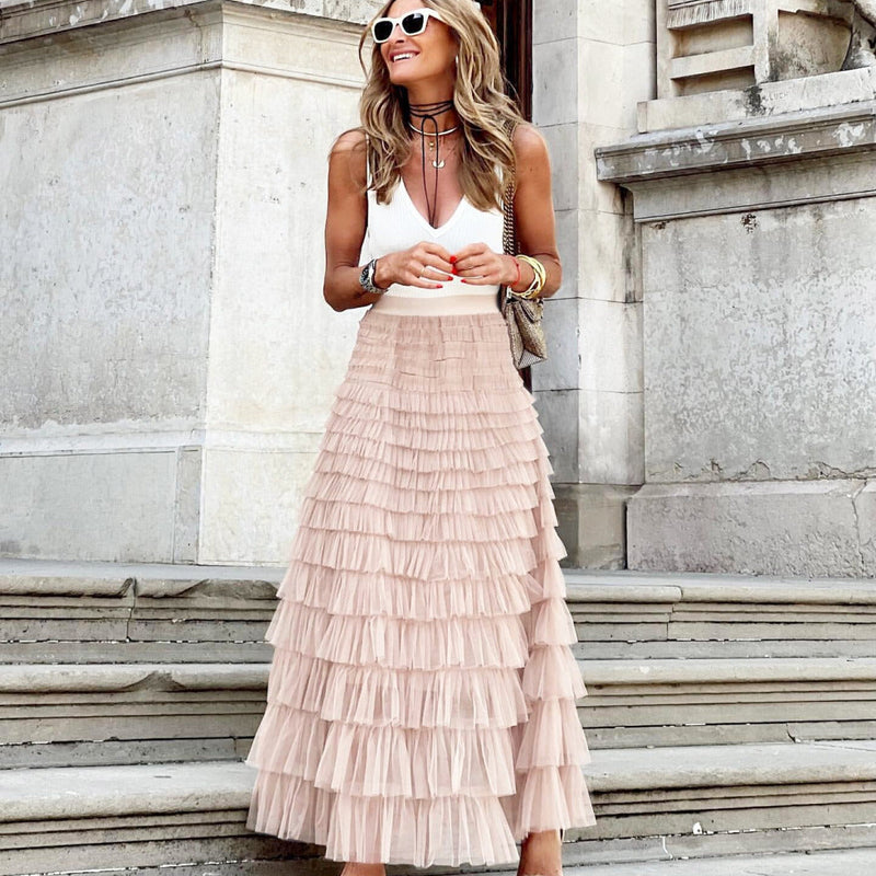 Thérèse - Tijdloze Geplooide Midi Rok met Comfortabele Pasvorm-2