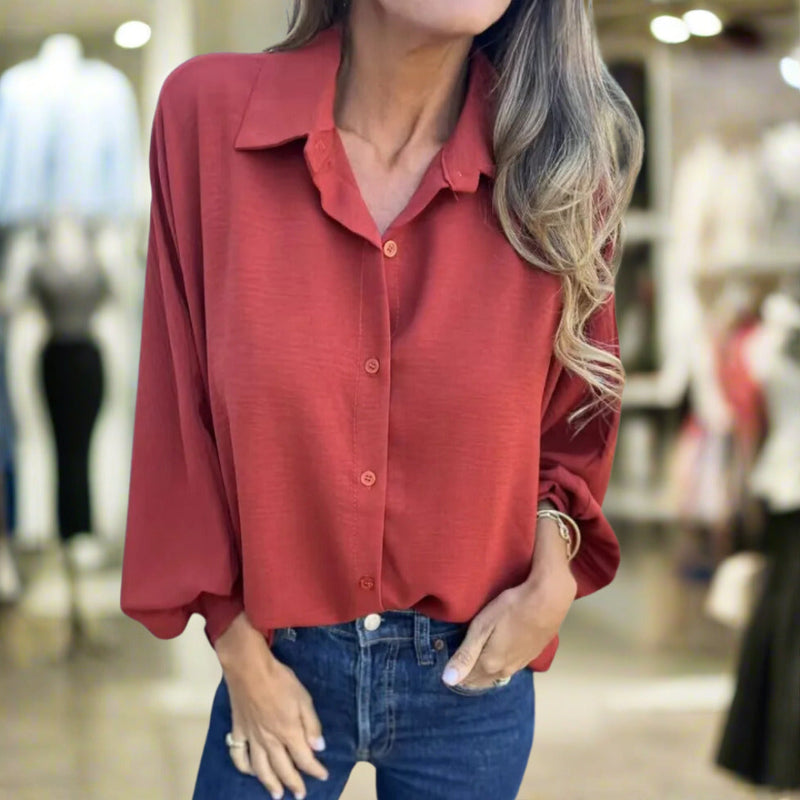Eranthe - Elegant Klassiek Reverskragen Shirt Dames met Lange Mouwen-2