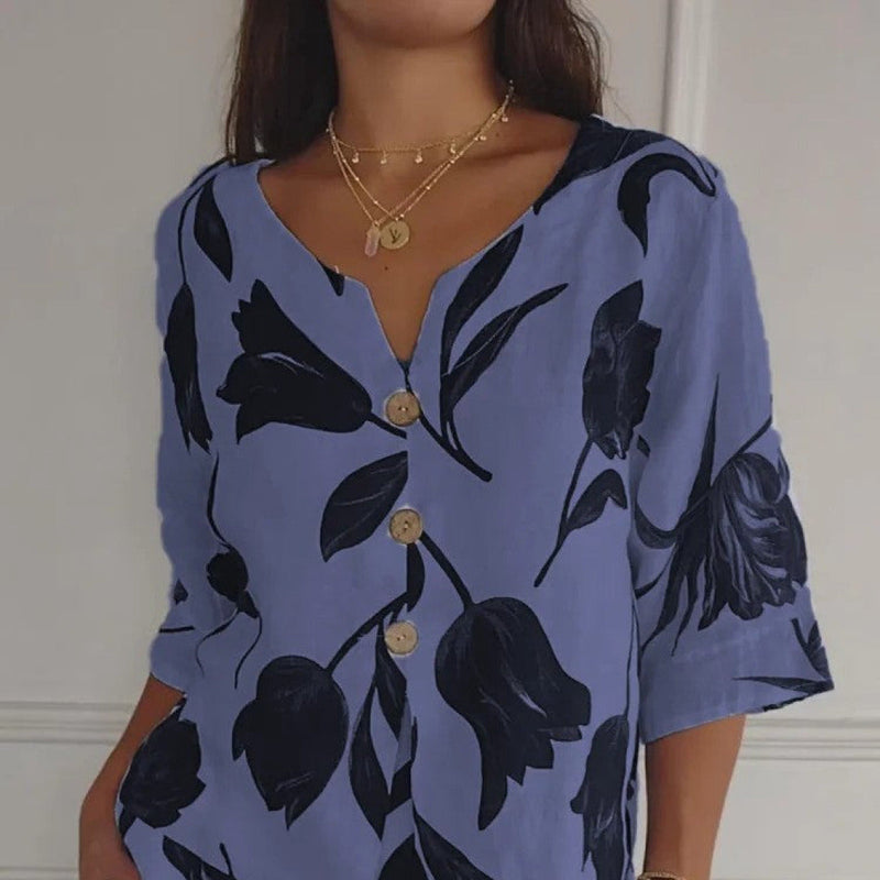 Variant image for Margit - Elegant Luchtig Dames Zomer Shirt met V-hals-7