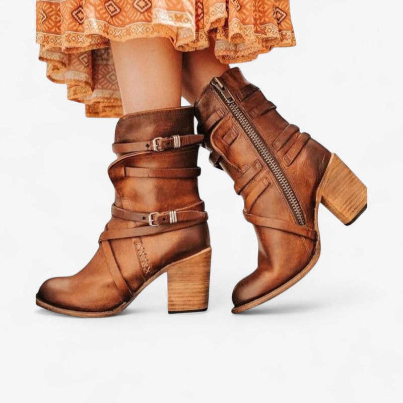 Genesis – Enkellaarzen met Ritssluiting aan de Zijkant en Gespbanden