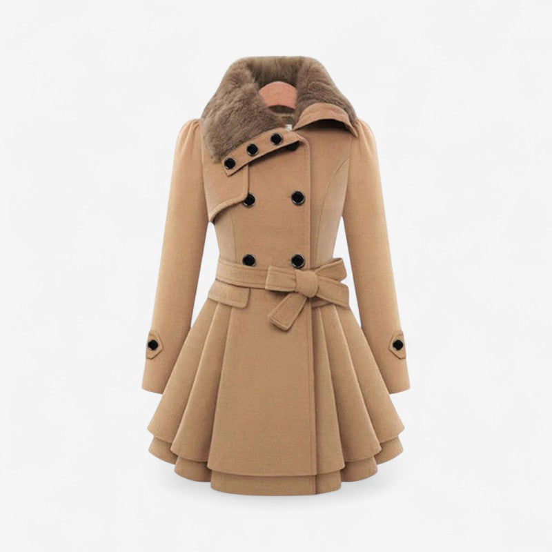 Madison – Lange Mouw Jas met Knopen aan de Voorkant en Tailleceintuur