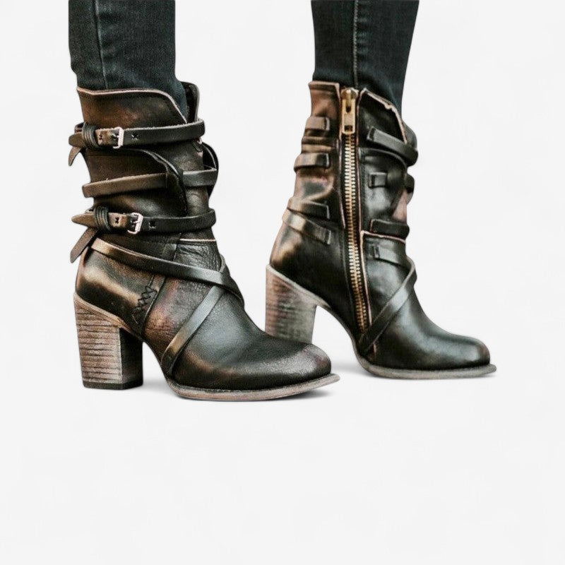 Genesis – Enkellaarzen met Ritssluiting aan de Zijkant en Gespbanden