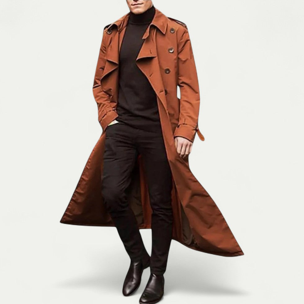 Jack – Lange Trenchcoat met Knopdetail en Tailleceintuur