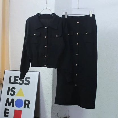 Olivia – Elegante blazer en rokset met decoratieve zakken
