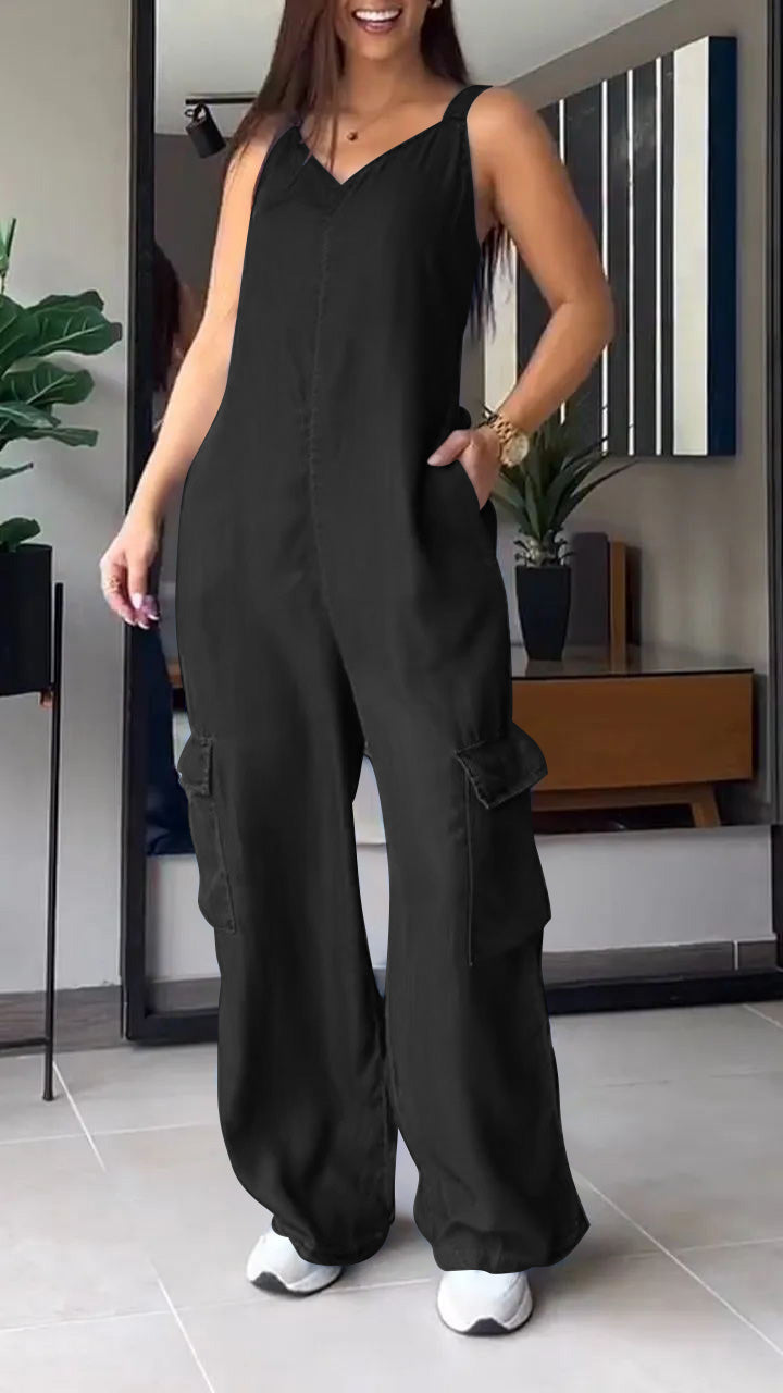 Mia – Casual jumpsuit met wijde pijpen en verstelbare bandjes