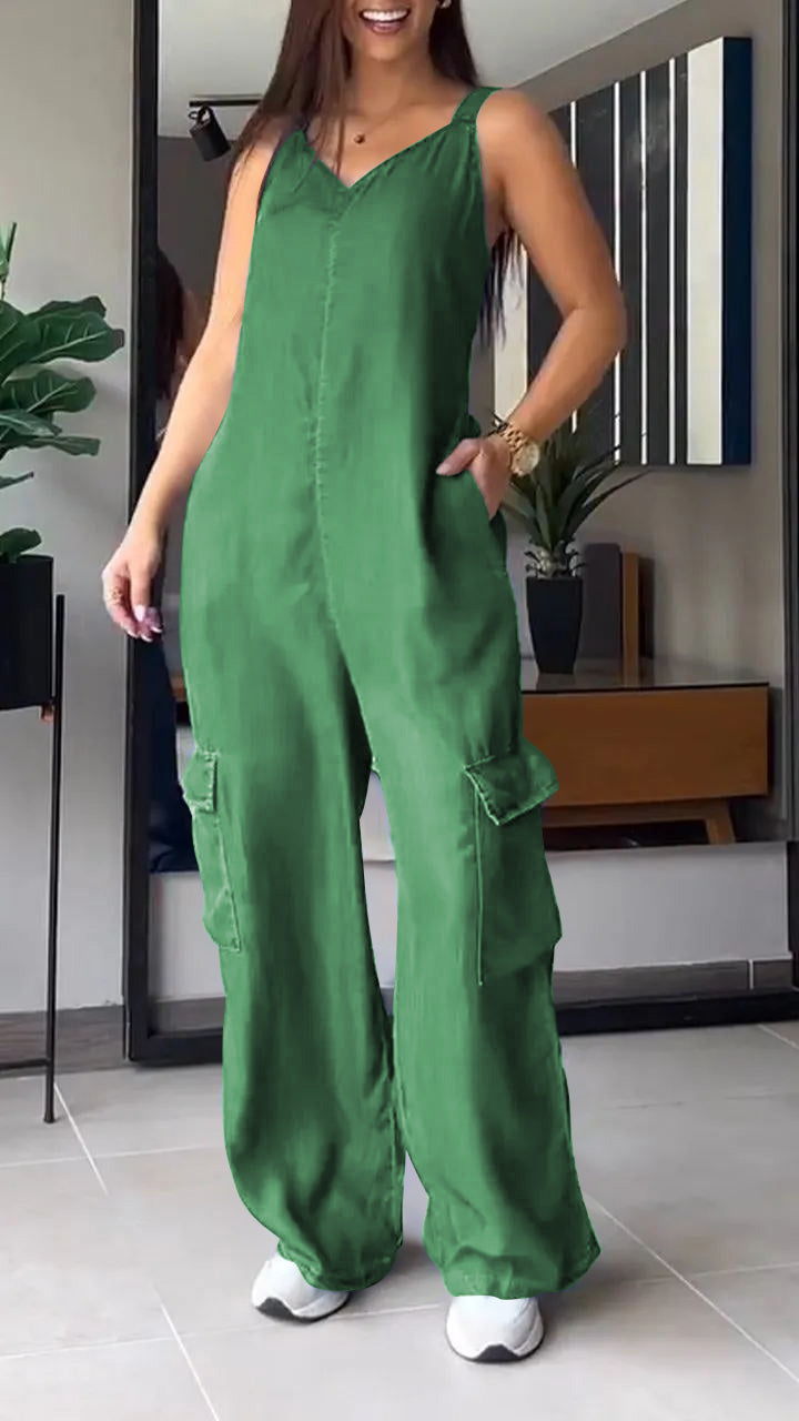 Mia – Casual jumpsuit met wijde pijpen en verstelbare bandjes
