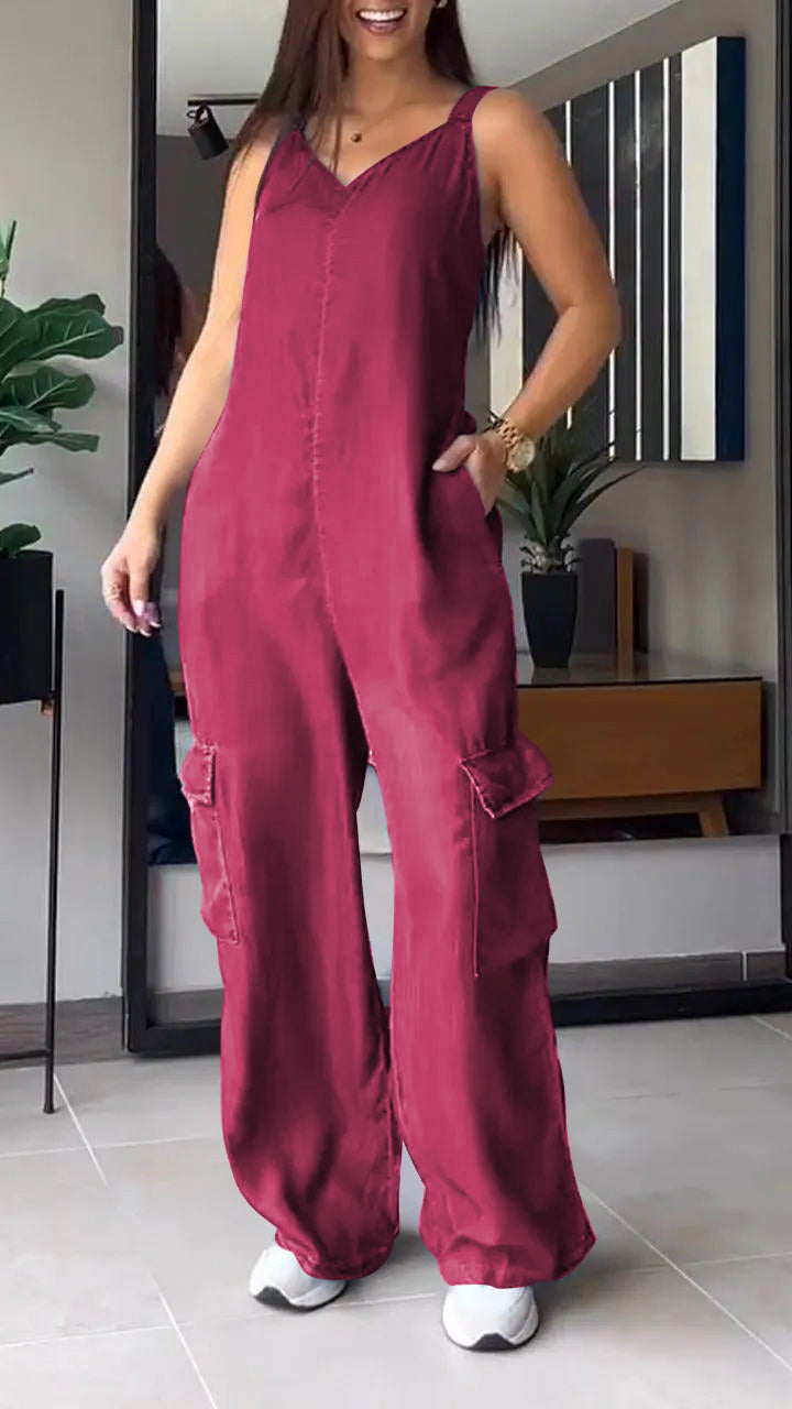 Mia – Casual jumpsuit met wijde pijpen en verstelbare bandjes