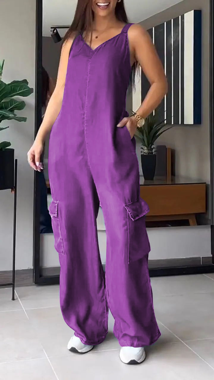 Mia – Casual jumpsuit met wijde pijpen en verstelbare bandjes