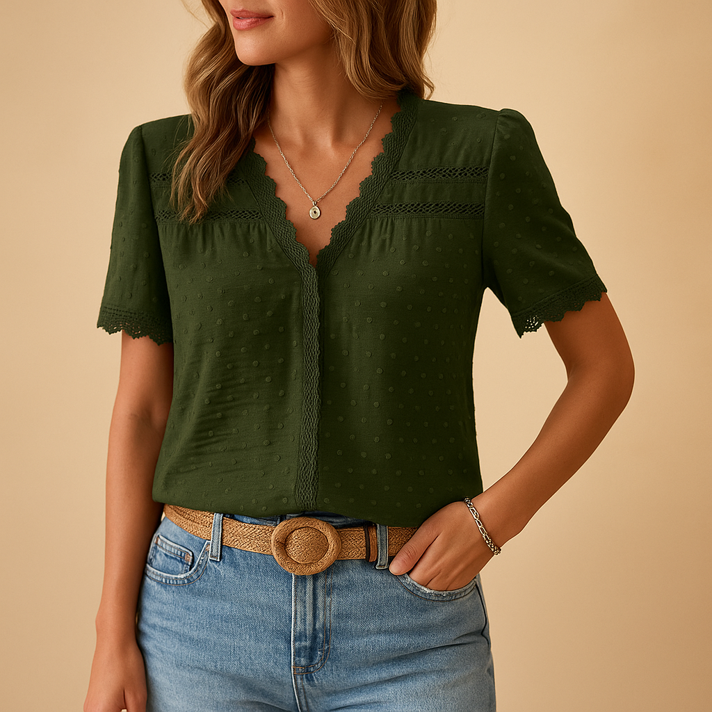Nova - Trendy blouse met korte mouwen en V-hals