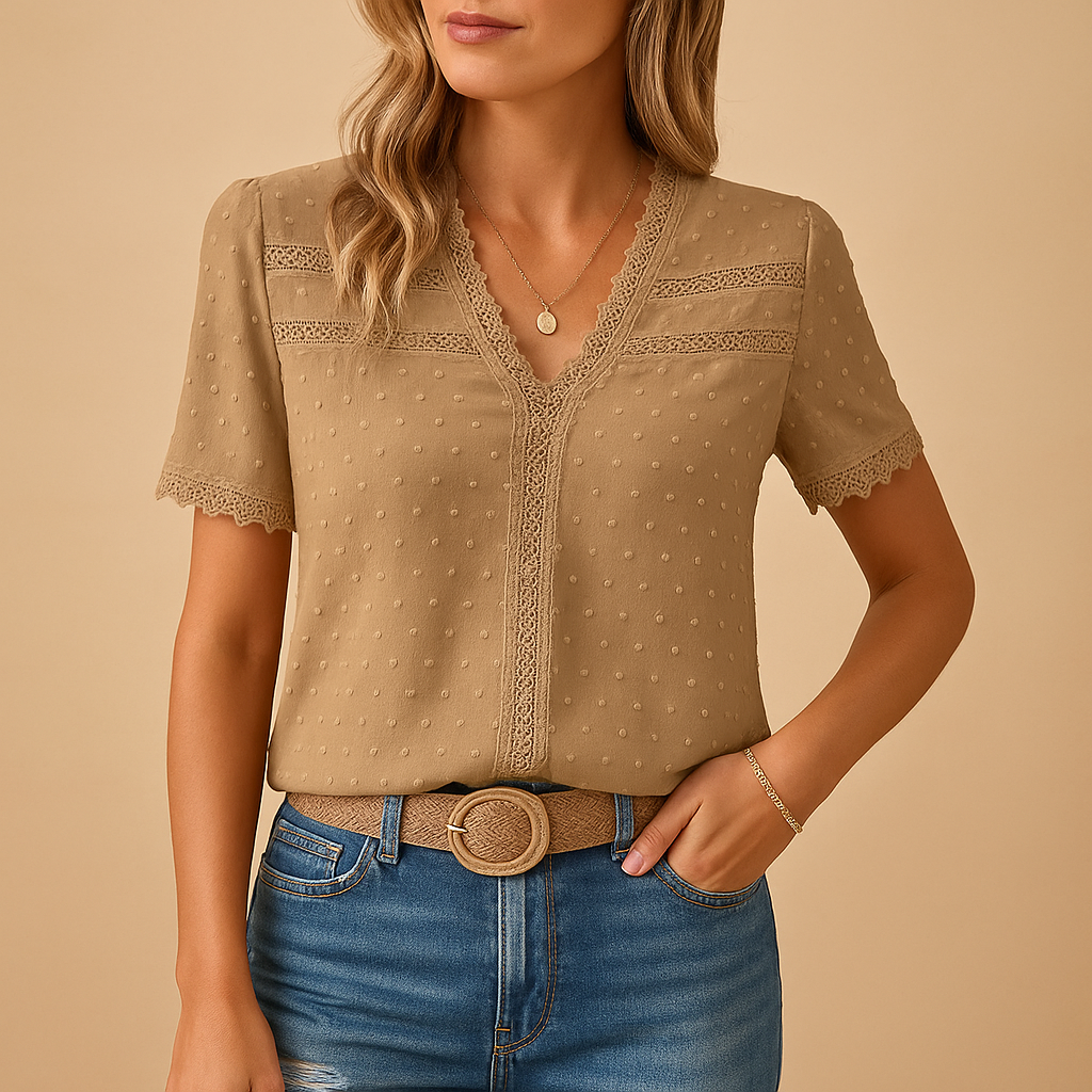 Nova - Trendy blouse met korte mouwen en V-hals