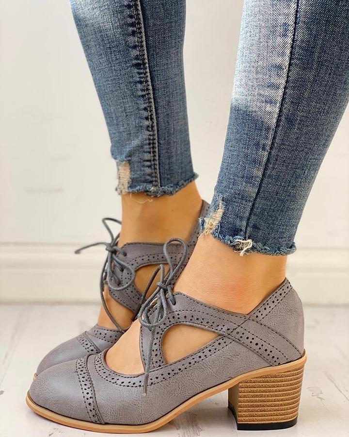Isabella - Elegante Oxford schoenen met hoge hak en lace-up ontwerp