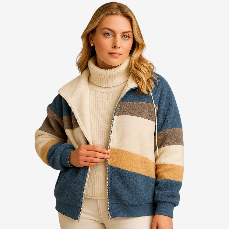 Daisy - Lange Mouw Hooded Jas met Rits en Verstelbare Kap