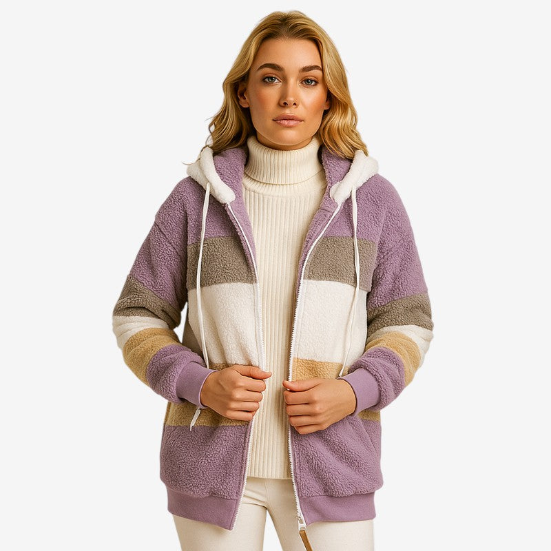 Daisy - Lange Mouw Hooded Jas met Rits en Verstelbare Kap