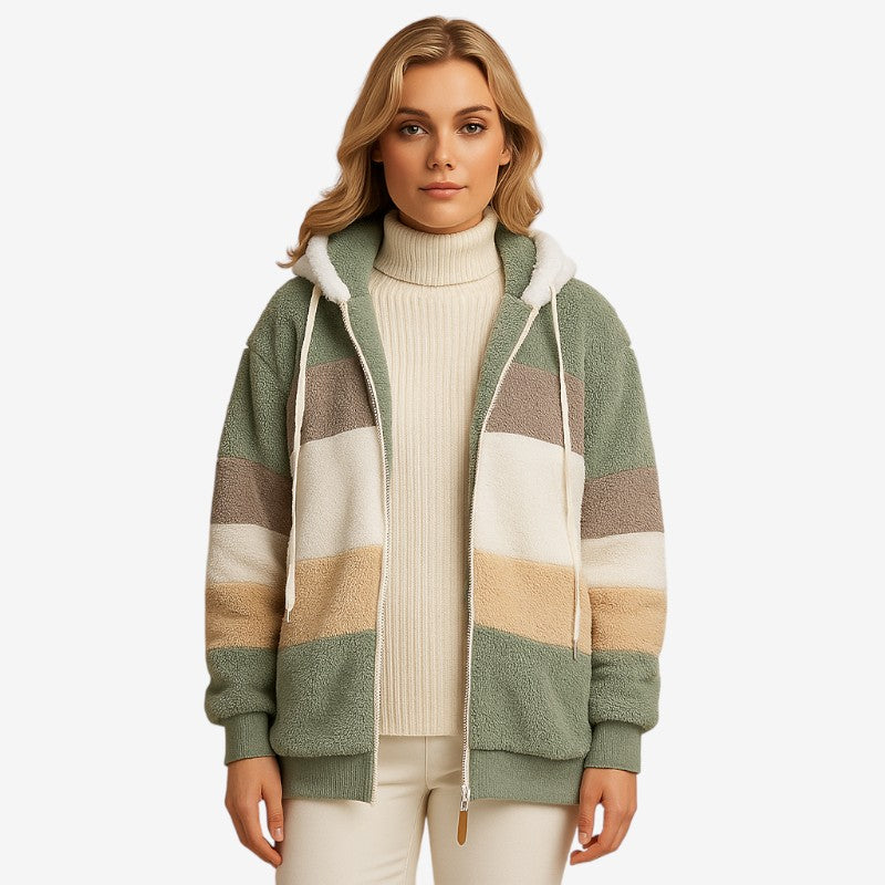 Daisy - Lange Mouw Hooded Jas met Rits en Verstelbare Kap