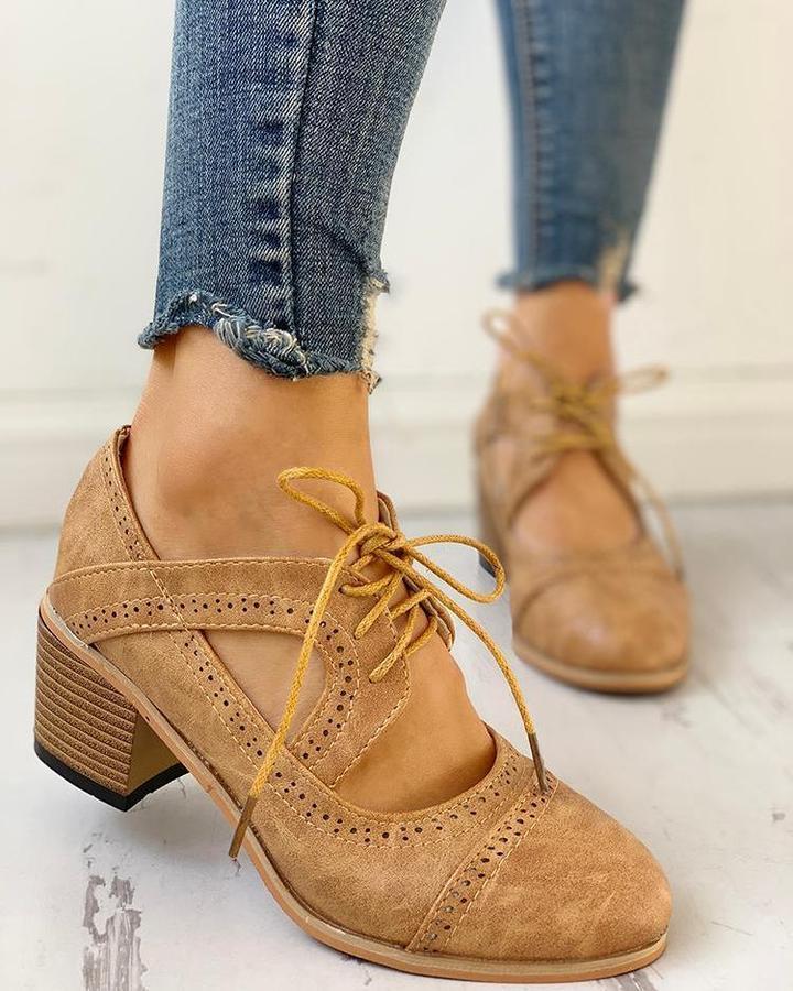 Isabella - Elegante Oxford schoenen met hoge hak en lace-up ontwerp